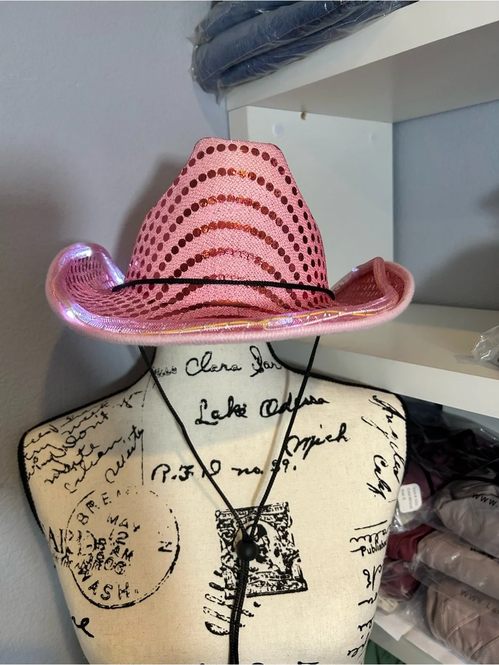 Pink LED Light Up Cowboy Hat Sequin Western Cowgirl Rodeo Nashville Festival